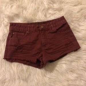 Maroon billabong ripped shorts